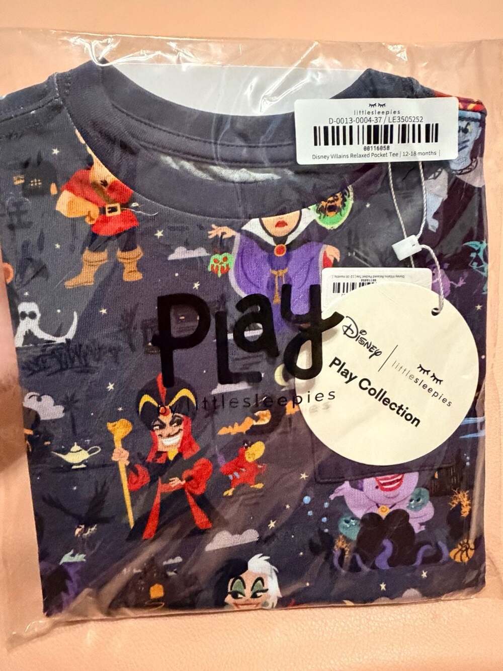 Little Sleepies Disney Villains Relaxed Pocket Tee 12-18 Months